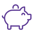 Purple piggy bank icon