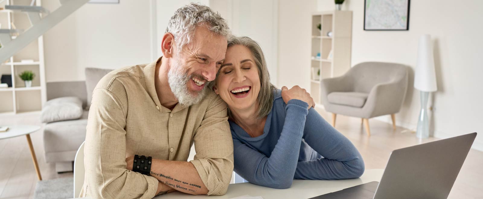 mature couple laughing