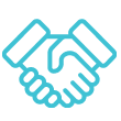 Cyan handshake icon