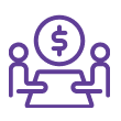 Purple financial meeting icon