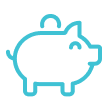 Cyan piggy bank icon