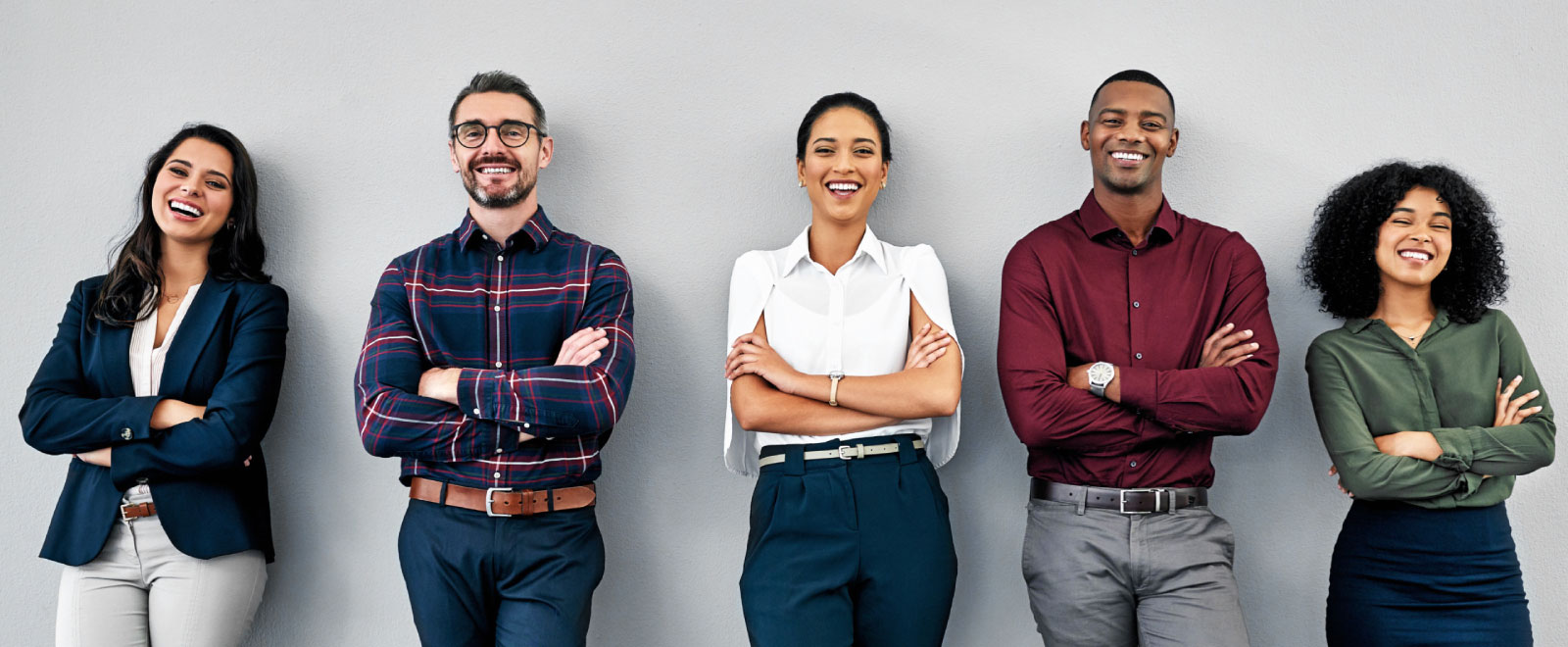 diverse group of happy workers