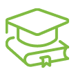 Green student book and grad hat icon