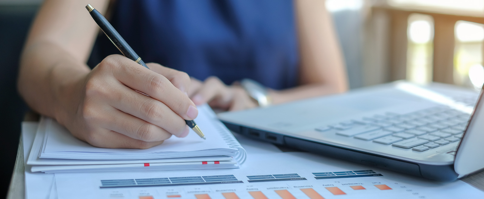 woman reviewing financial rates