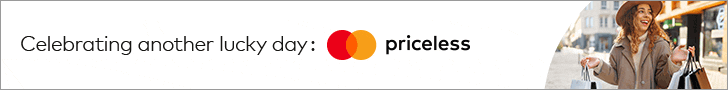 A MasterCard banner with rotating text/images.