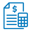 Blue document and calculator icon