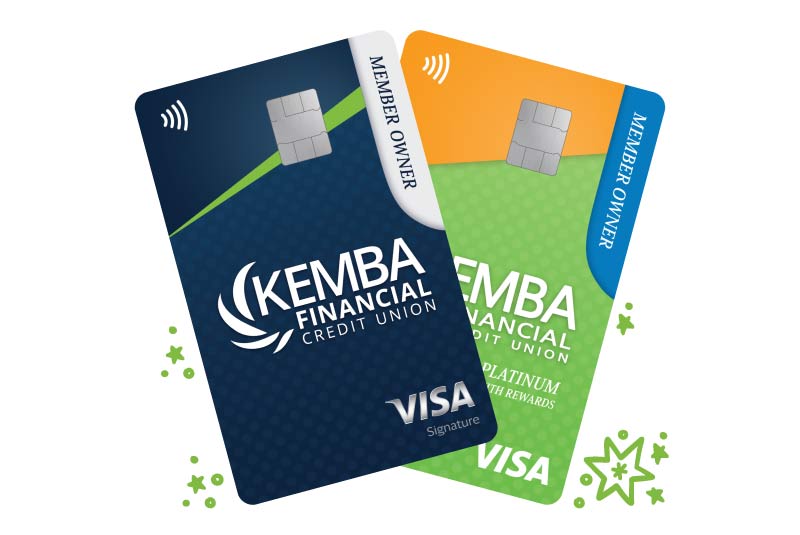 Pick from a KEMBA Visa® Platinum with Rewards Credit card or a new KEMBA Visa Signature® credit card