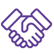 Purple handshake icon