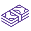 Purple stack of cash icon