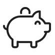 Black piggy bank icon