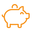 Orange piggy bank icon