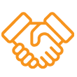 Orange handshake icon