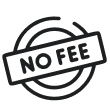 Black no fee icon